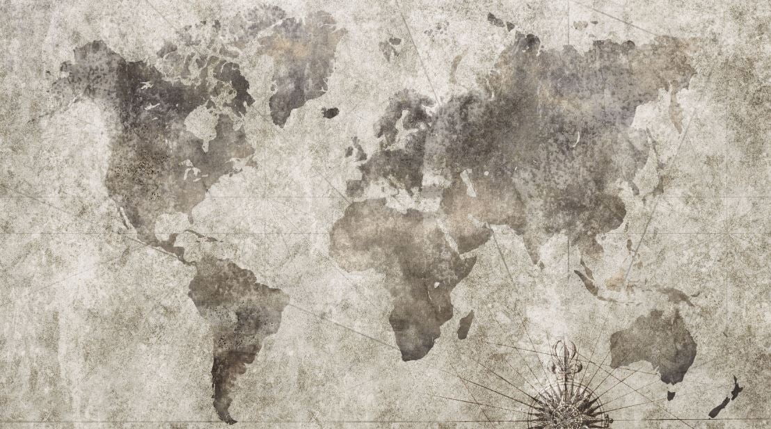 Tapet Grunge World Map - Vinil - 100 x 300 cm