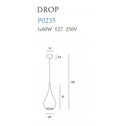 Pendul DROP Maxlight – P0235 – E27 – metal – alb