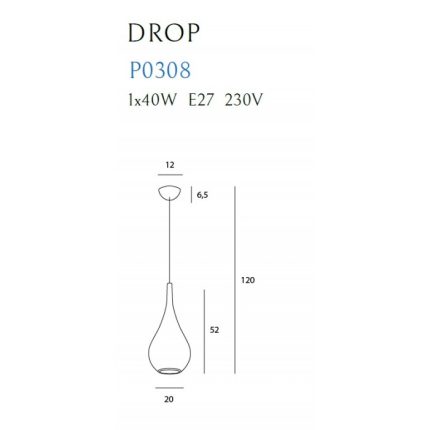 Pendul DROP Maxlight – P0308 – E27 – metal – auriu