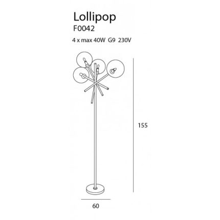 Lampadar Lollipop Maxlight - F0042 - G9 - culoare alama