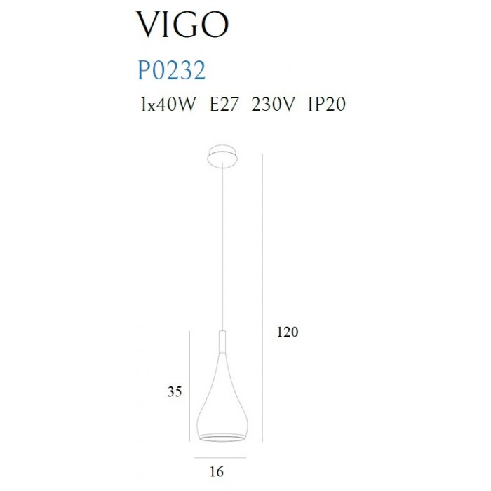 Pendul VIGO I Maxlight – P0232 – E27 – metal – negru
