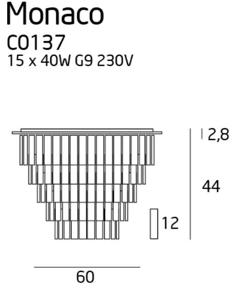 Plafoniera MONACOC15 Maxlight – C0137 – metal, sticla – G9 – crom