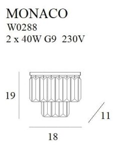 Aplica MONACO Maxlight – W0288 – metal, sticla – G9 – auriu