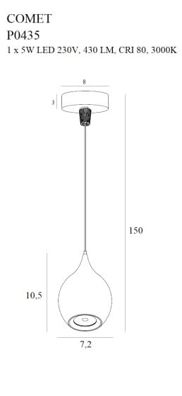 Pendul COMET Maxlight – P0435 – metal - LED - negru