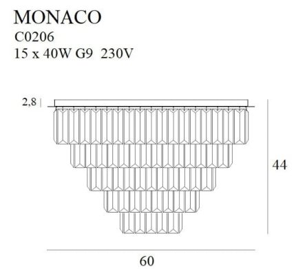 Plafoniera MONACOC15 Maxlight – C0206 – metal, sticla – G9 – auriu