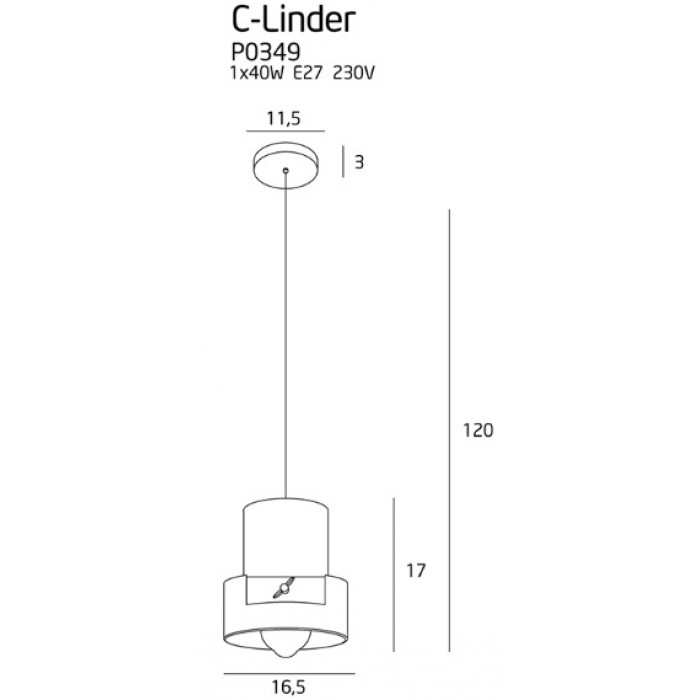 Pendul C-LINDER Maxlight – P0349 – metal, lemn - E27 - negru