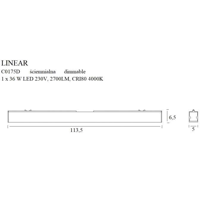 Plafoniera LINEARC113 Maxlight – C0175D – metal, acril – LED – negru
