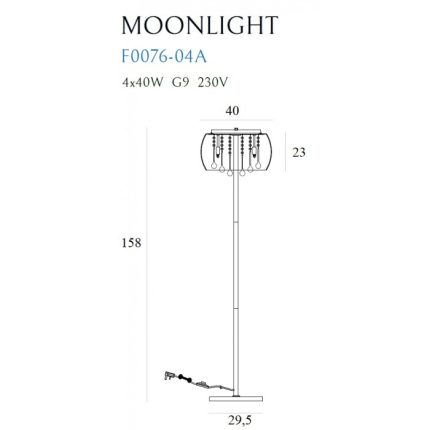 Lampadar MOONLIGHT Maxlight – F0076-04A – metal, sticla – G9 – crom