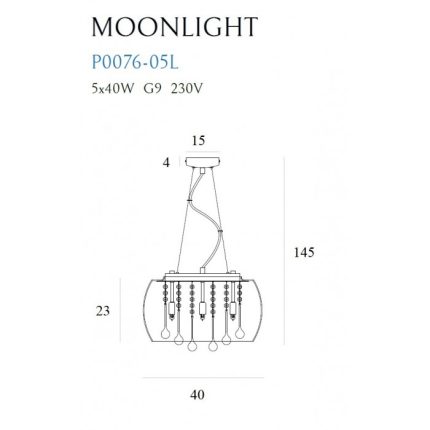 Suspensie MOONLIGHT Maxlight – P0076-05L – metal, sticla – G9 – crom