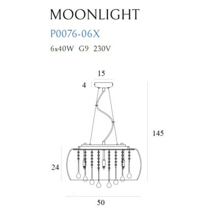 Suspensie MOONLIGHT Maxlight – P0076-06X – metal, sticla – G9 – crom