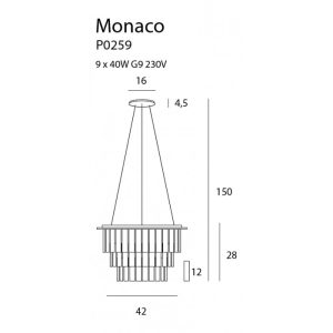 Suspensie MONACOP9 Maxlight – P0259 – metal, sticla – G9 – crom