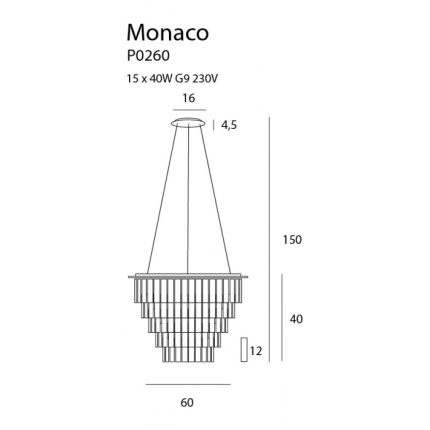 Suspensie MONACOP15 Maxlight – P0260 – metal, sticla – G9 – crom