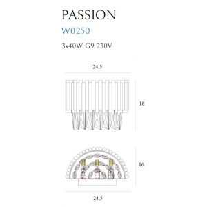 Aplica PASSION Maxlight – W0250 – metal, sticla – G9 - auriu