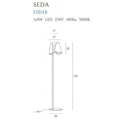 Lampadar SEDA Maxlight – F0048 – metal, acril – LED - auriu