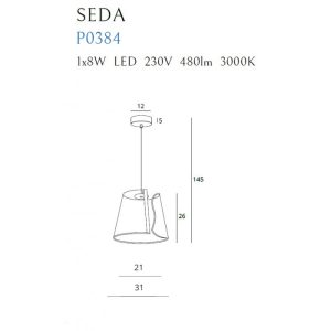 Pendul SEDA Maxlight – P0384 – metal, acril – LED - auriu