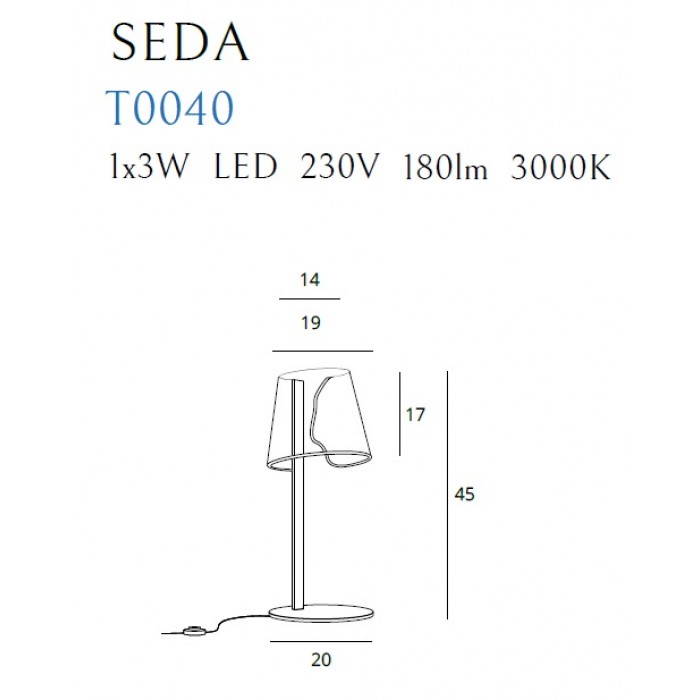 Veioza SEDA Maxlight – T0040 – metal, acril – LED - auriu