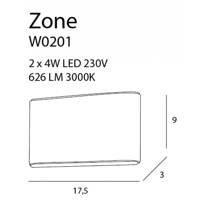 Aplica ZONE Maxlight – W0201 – metal – LED – alb