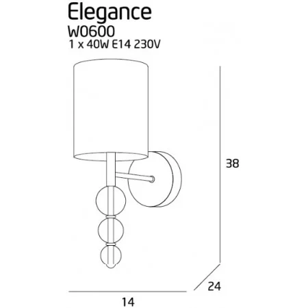 Aplica ELEGANCE Maxlight – W0600 – metal, textil, acril – E14 – alb