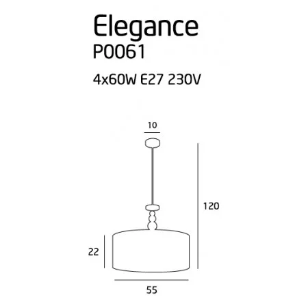 Pendul ELEGANCE Maxlight – P0061 – metal, textil, acril – E27 – alb
