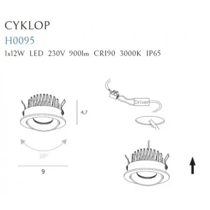 Spot - downlight circular incastrat - CYKLOP - Maxlight – H0095 – metal – LED - negru