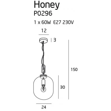 Pendul HONEY Maxlight – P0296 – metal – E27 – negru