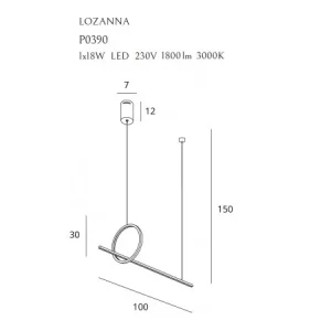 Suspensie LOZANNA Maxlight – P0390 – otel – LED – auriu