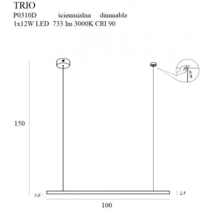 Suspensie TRIO Maxlight – P0310D – otel – LED - negru