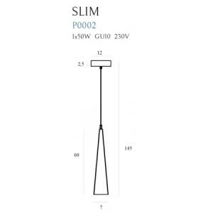 Pendul SLIM Maxlight – P0002 – metal – GU10 – negru