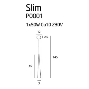 Pendul SLIM Maxlight – P0001 – metal – GU10 – alb