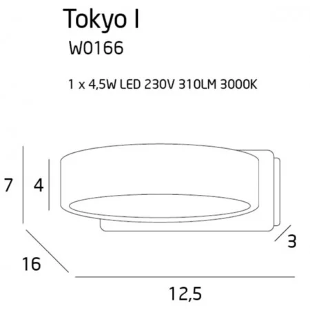 Aplica TOKYO Maxlight – W0166 – aluminiu – LED - alb