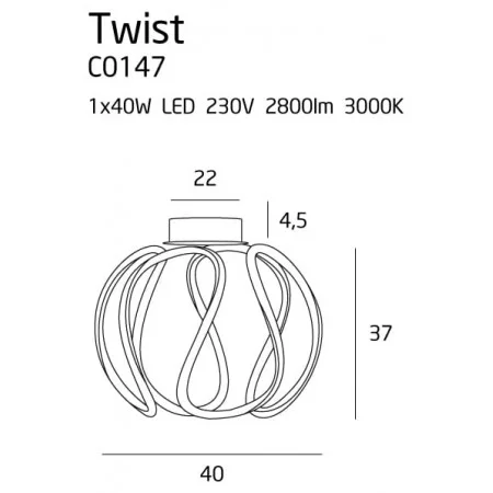 Plafoniera TWIST Maxlight – C0147 – metal – LED - negru