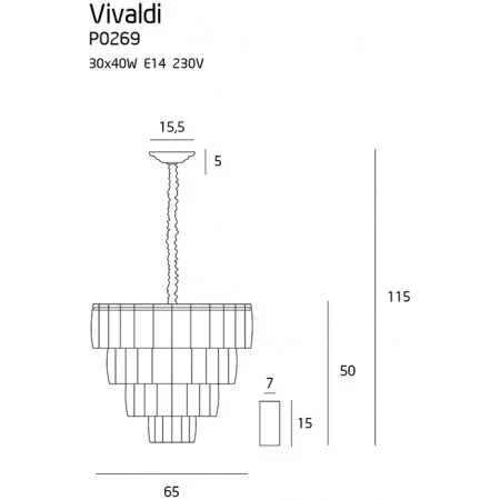 Suspensie VIVALDI Maxlight – P0269 – sticla – E14 - auriu