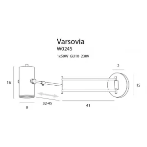 Aplica VARSOVIA Maxlight – W0245 – metal – GU10 - auriu