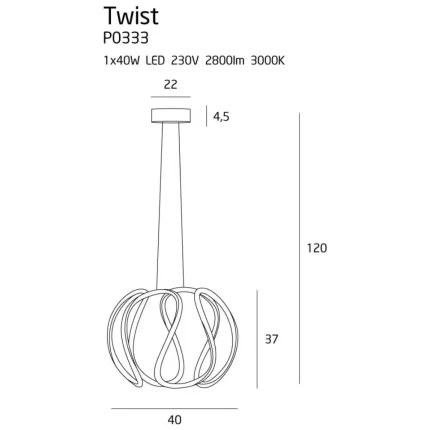 Pendul TWIST Maxlight – P0333 – metal – LED - negru