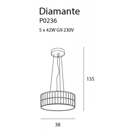 Suspensie DIAMANTE Maxlight – P0236 – sticla – G9 - argintiu