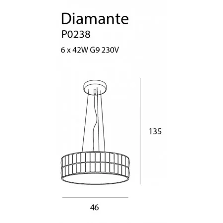 Suspensie DIAMANTE Maxlight – P0238 – sticla – G9 - argintiu
