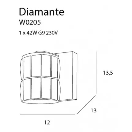 Aplica DIAMANTE Maxlight – W0205 – sticla – G9 - argintiu