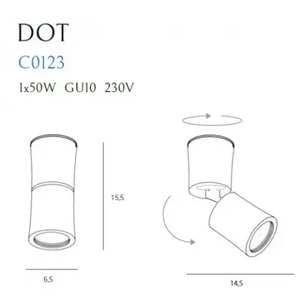 Spot - downlight circular aplicat - DOT Maxlight – C0123 – metal – GU10 - alb