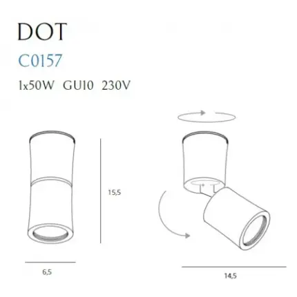 Spot - downlight circular aplicat - DOT Maxlight – C0157 – metal – GU10 - negru