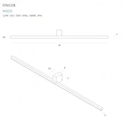 Aplica baie FINGER90 Maxlight – W0232 – metal – LED - negru